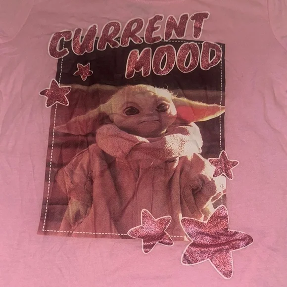 Star Wars Girls The Mandalorian The Child Yoda Cotton T-Shirt / White - Picture 3 of 8